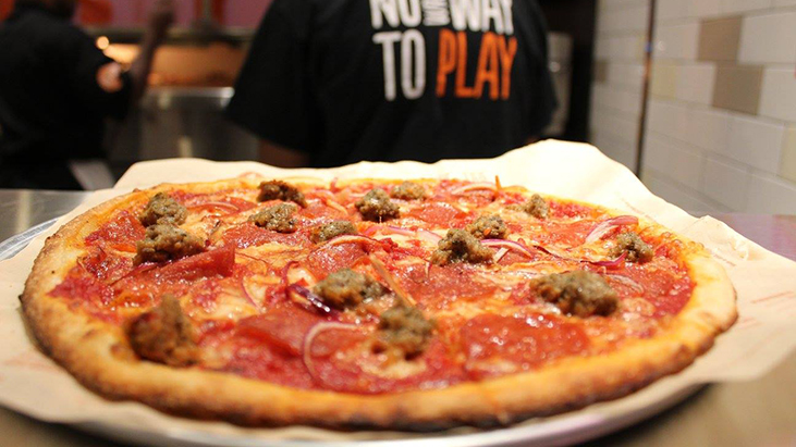 blaze sausage meat pizza