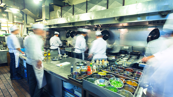 busy commercial kitchen